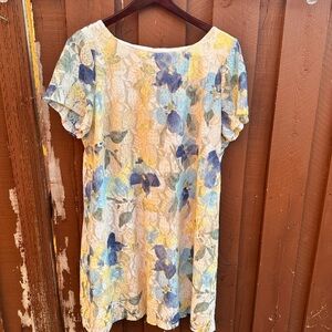 Perceptions Blue and Yellow Floral Lace Tunic